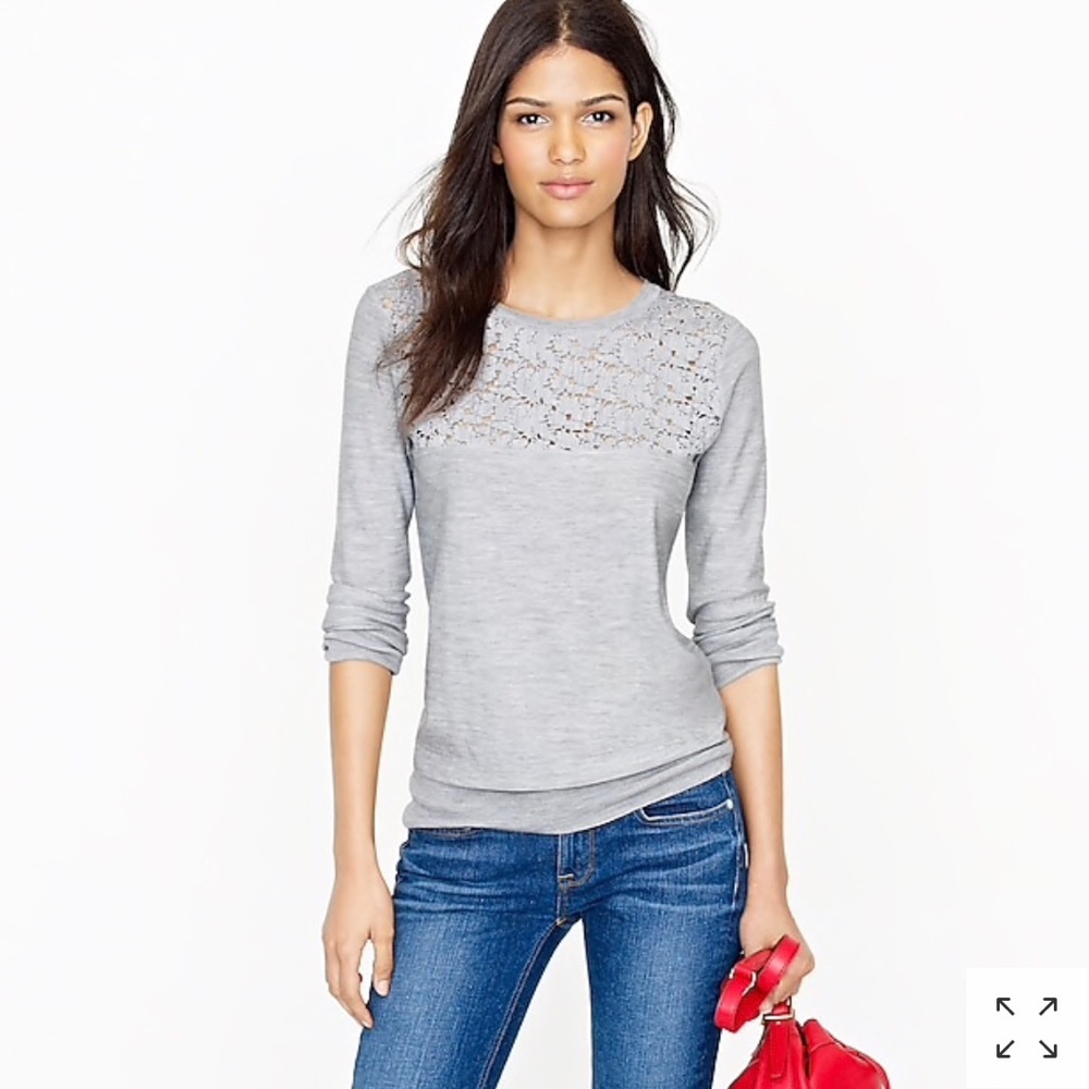 J CREW MERINO TATTED LACE SWEATER